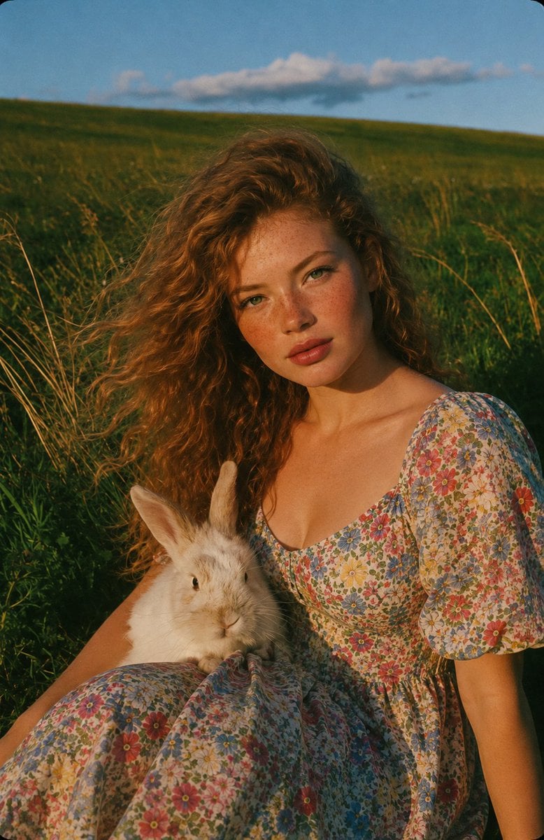 A photorealistic cinematic countryside portrait of a cute...