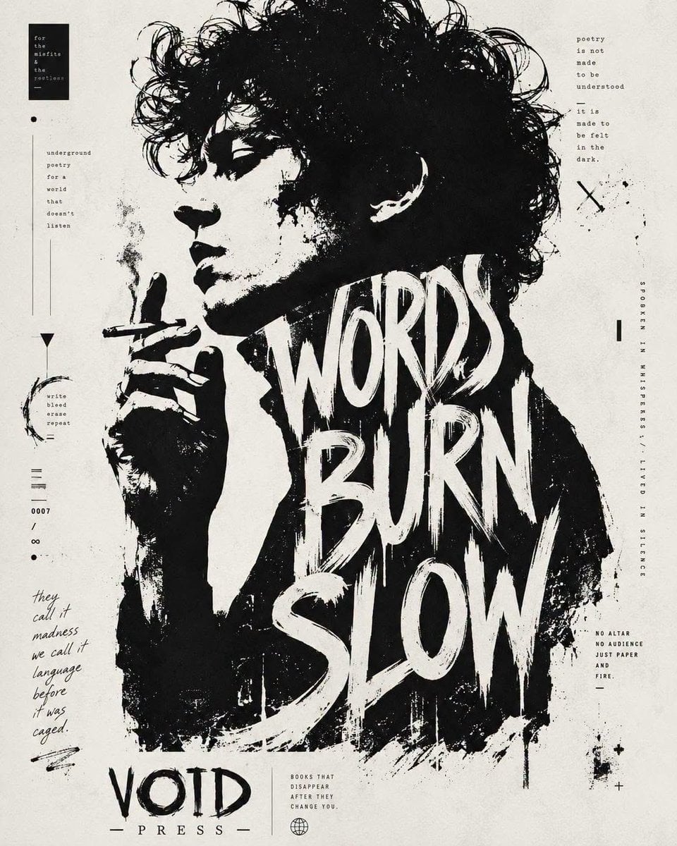 High-contrast black and white typographic portrait poster... - alternate