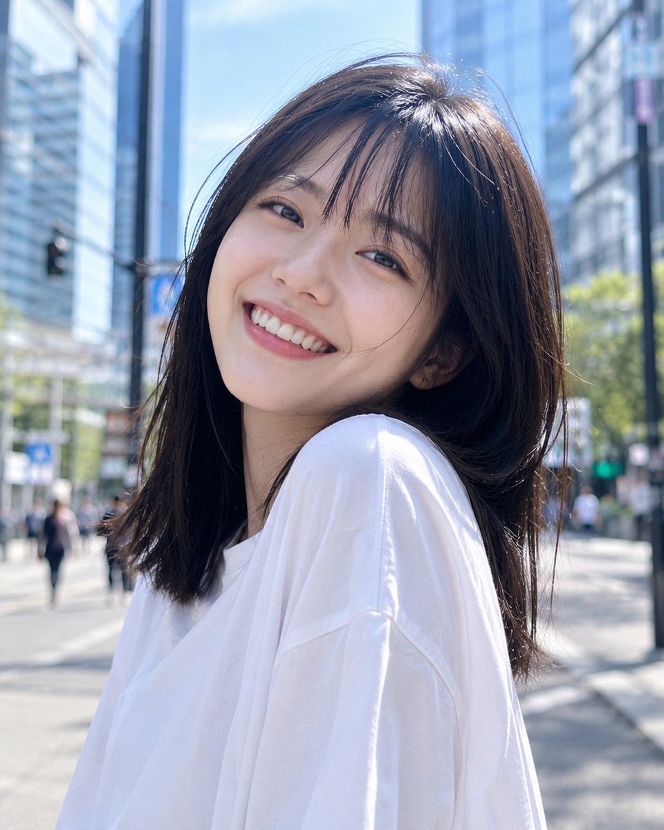 Ultra-realistic candid portrait of a young East Asian wom...