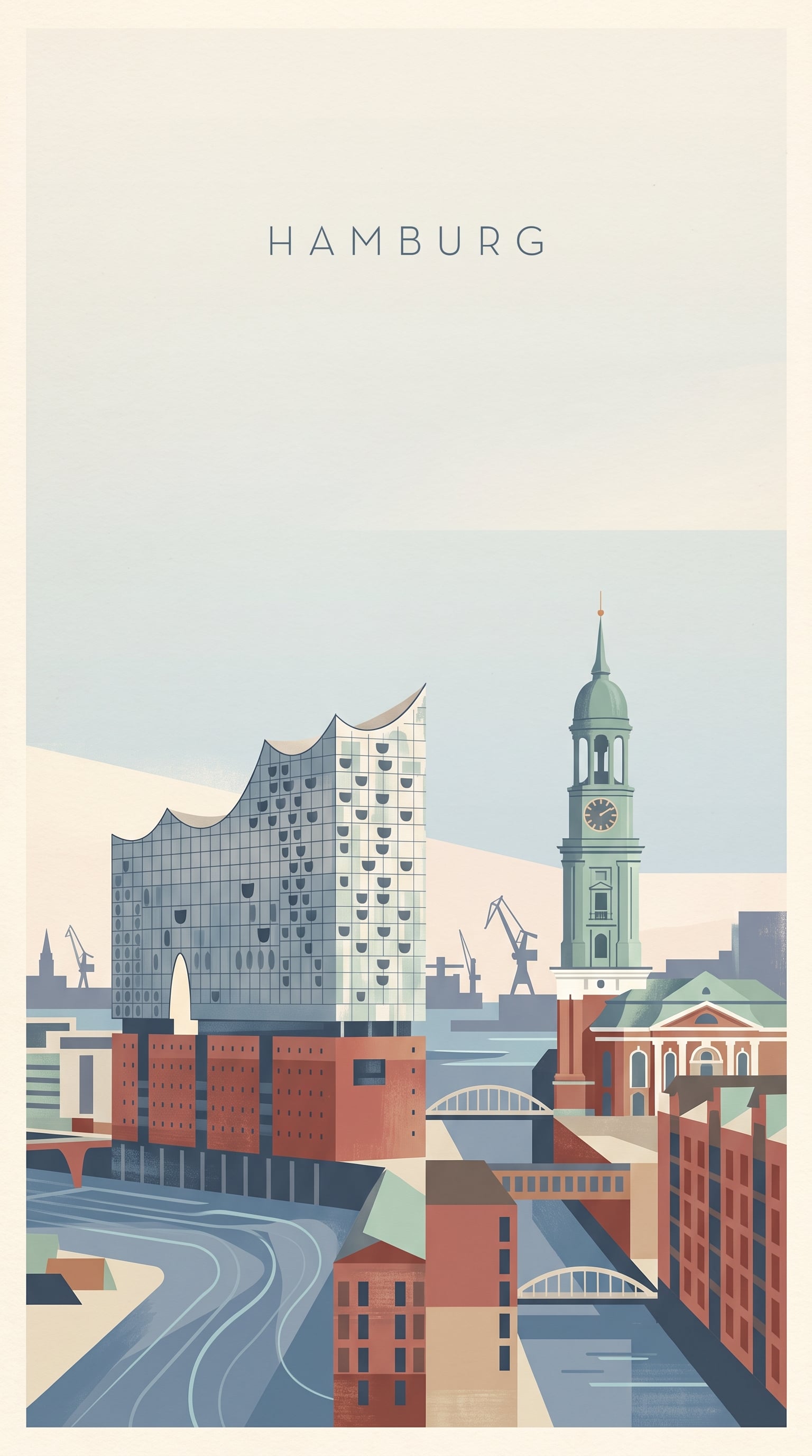 DESTINATION LANDMARK-LED GEOMETRIC ART POSTER — HAMBURGCr...