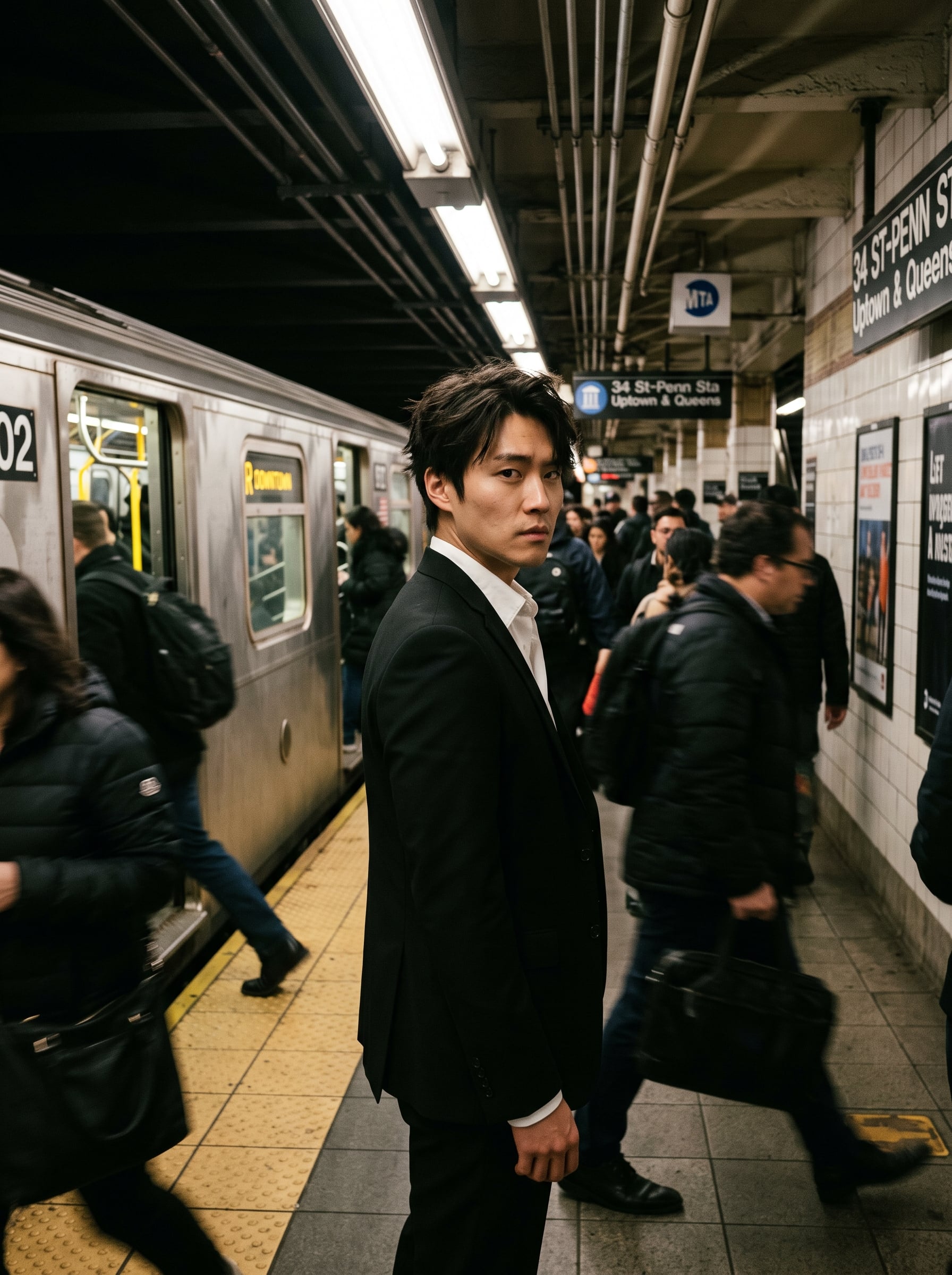 Subject: A young East Asian man in his late 20s with tous...