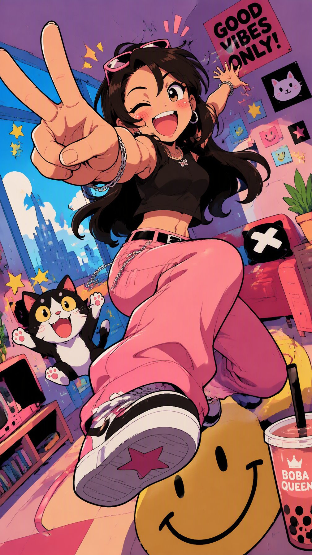 Create a trending anime art style image from the uploaded...