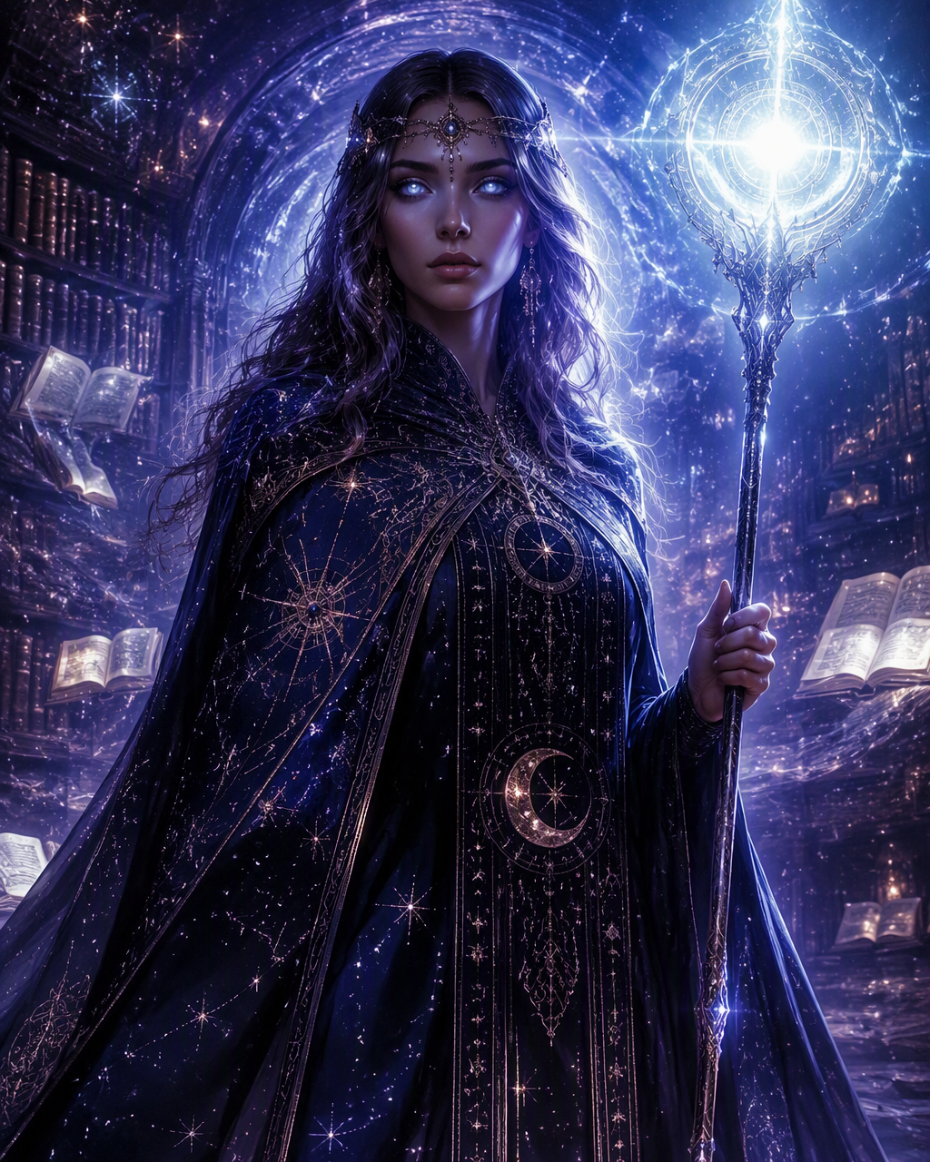 Hyper-realistic fantasy portrait of a powerful sorceress ...
