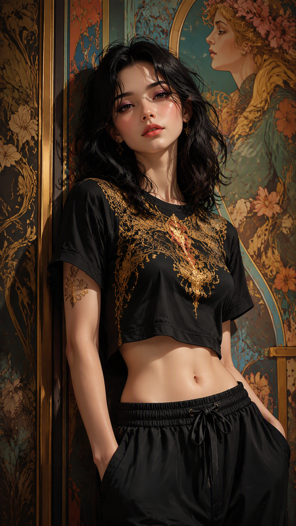 A highly detailed anime-inspired medium shot portrait of ...