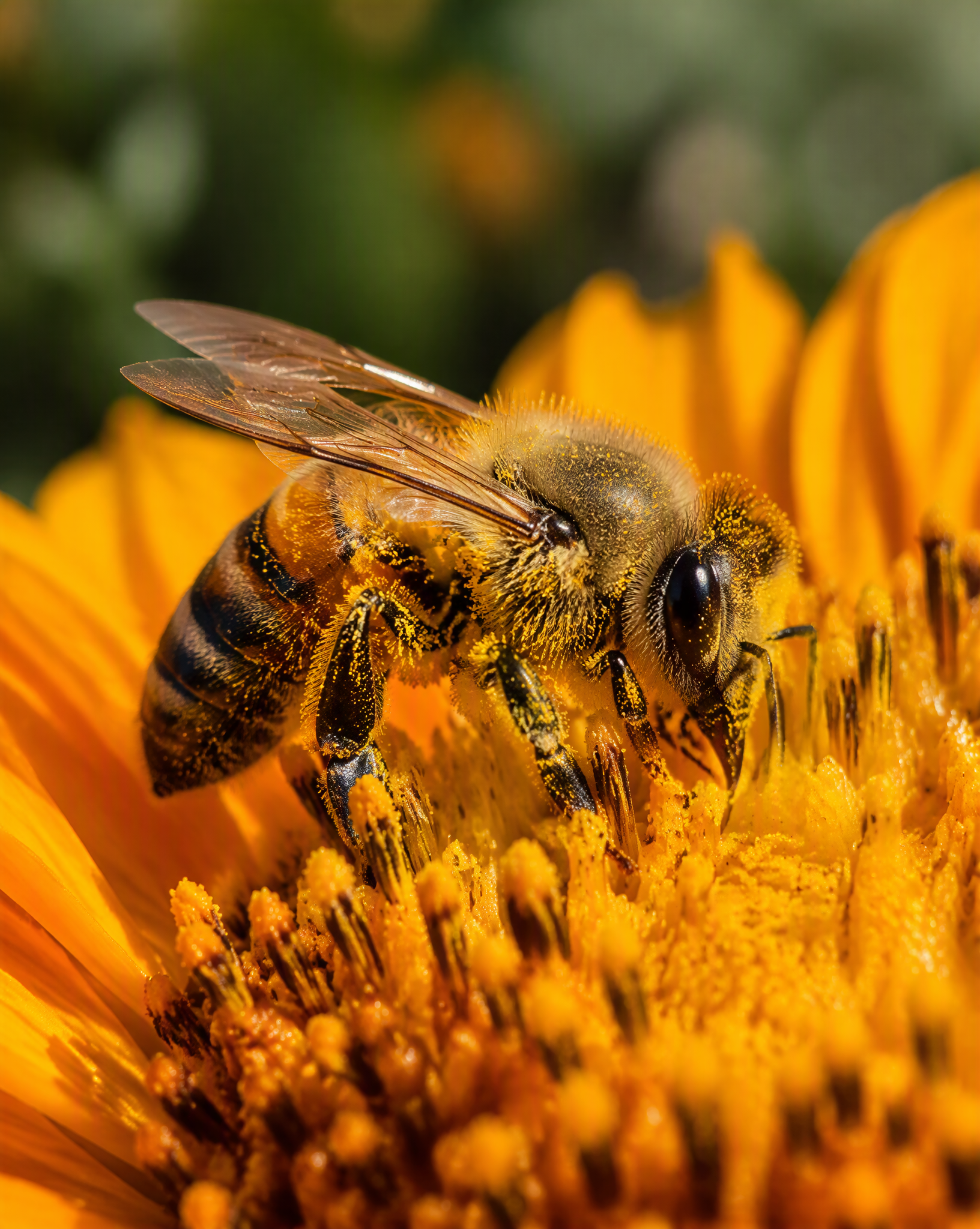Create a hyper-realistic macro nature photograph of a hon...