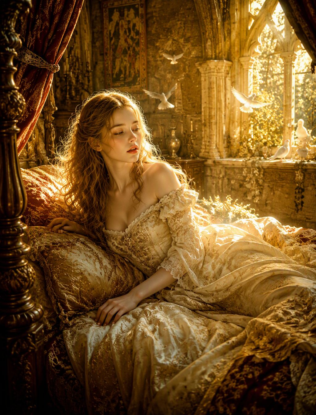Create a hyper-realistic fairy tale scene capturing the m...
