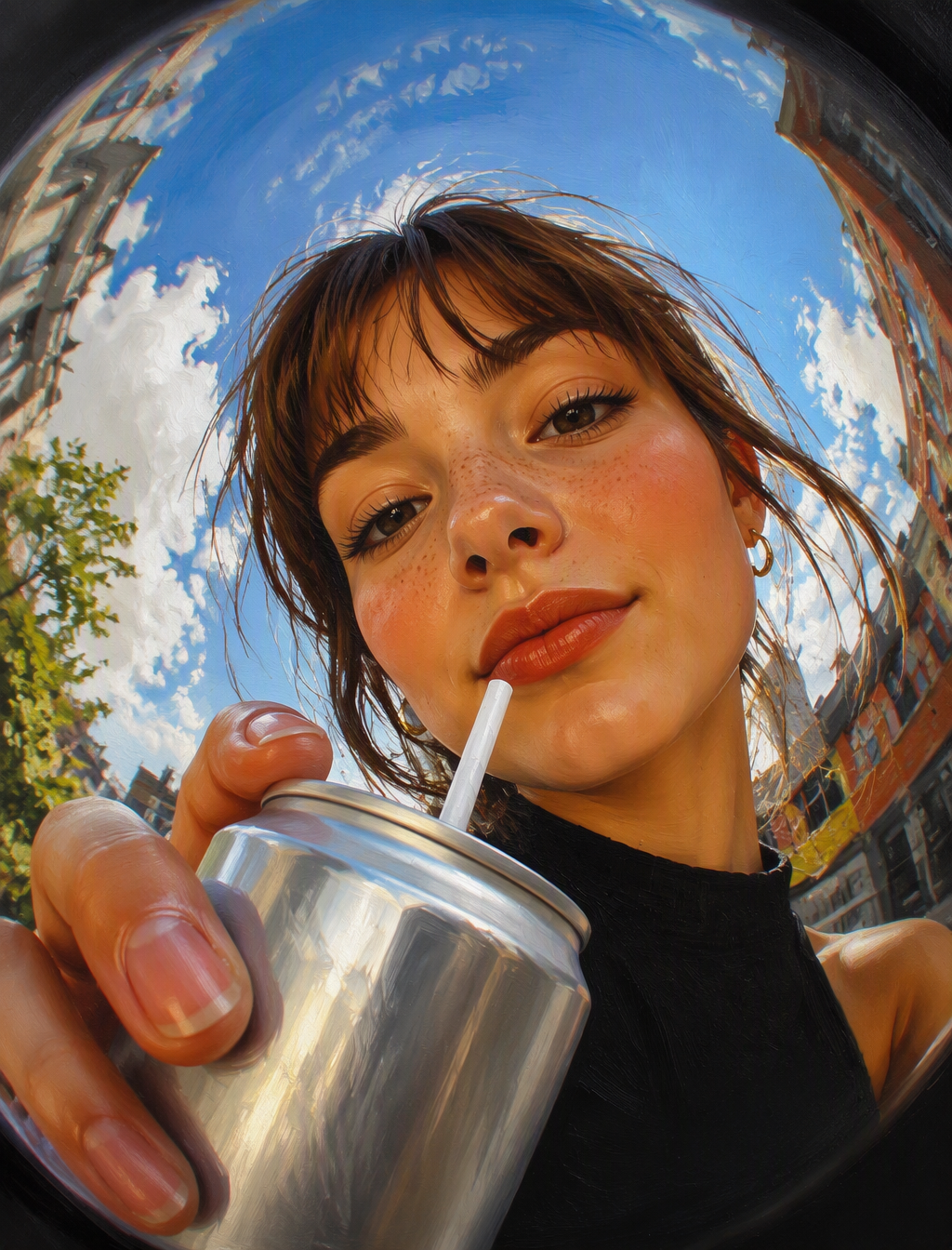 Painterly editorial portrait, realistic digital painting ...
