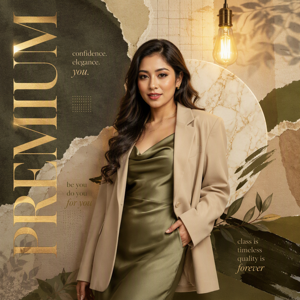 Luxury fashion editorial poster, premium magazine collage...