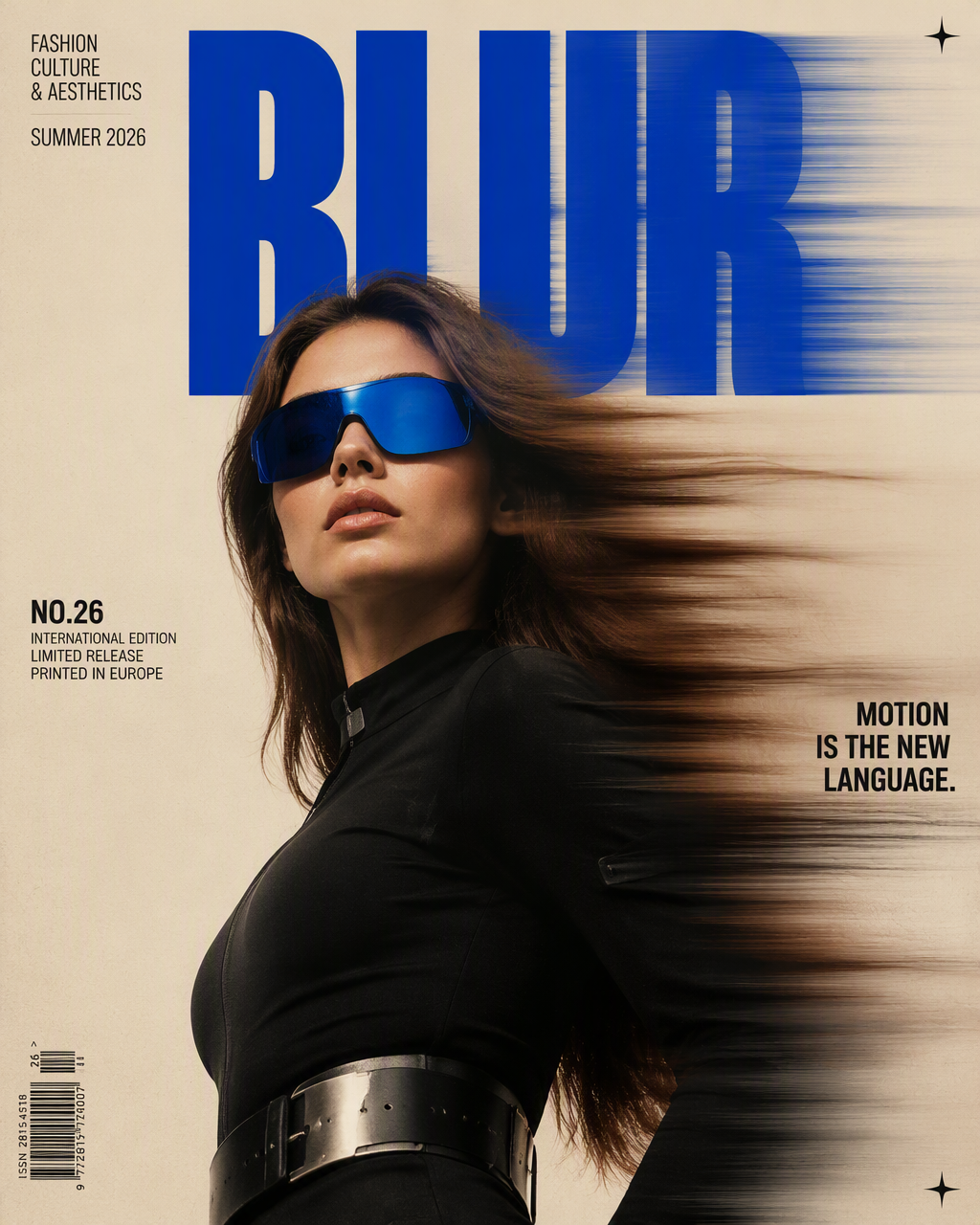 Ultra-photorealistic high-fashion magazine cover, vertica...