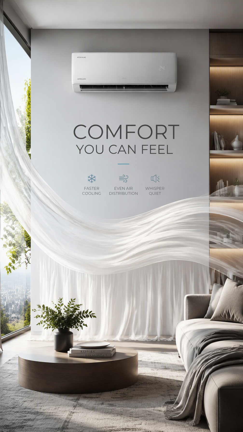 Premium 4:5 advertising poster for a premium air conditio...