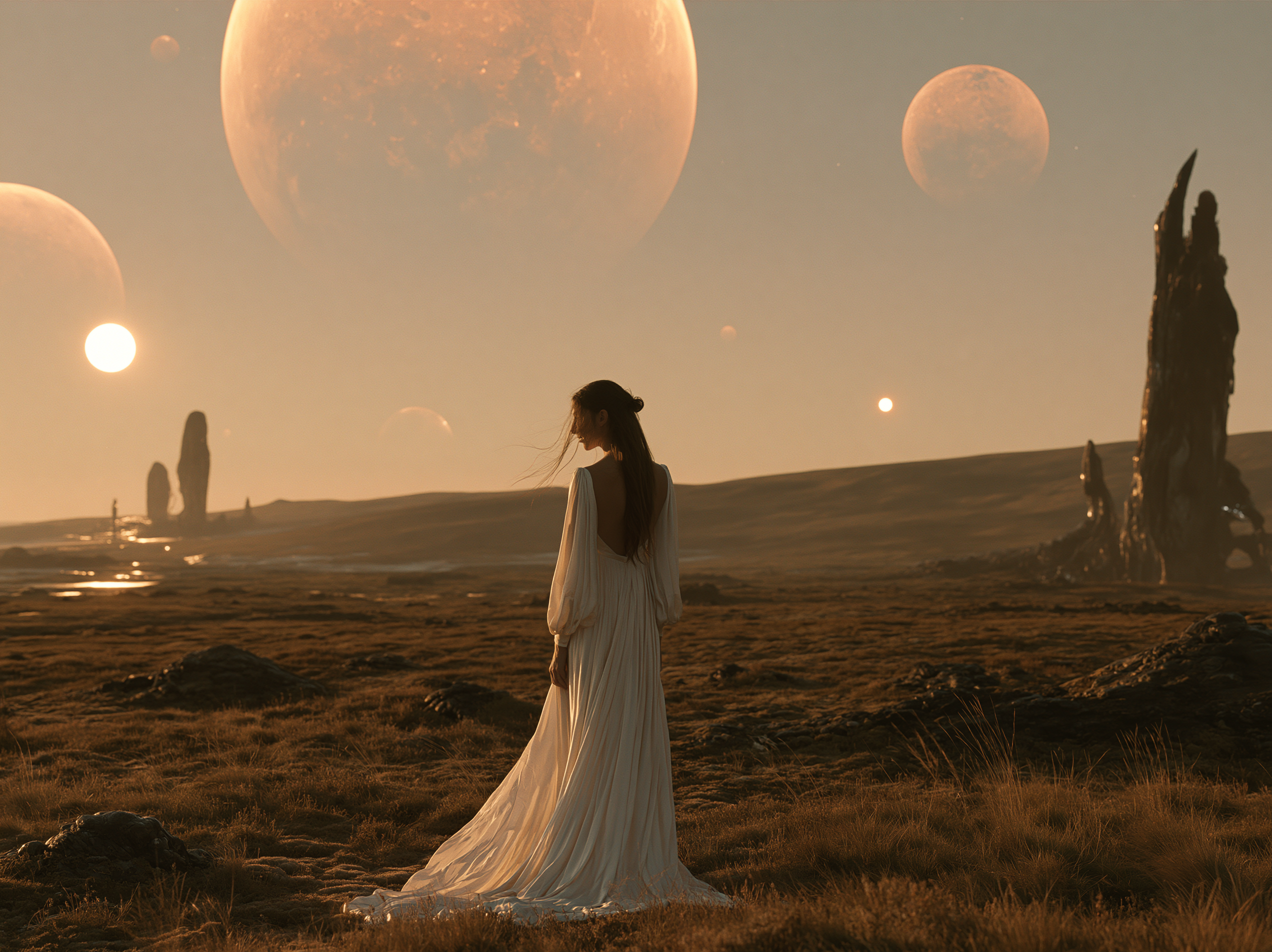 Wide-angle Kodak 65mm IMAX film of a woman wearing long w... - alternate
