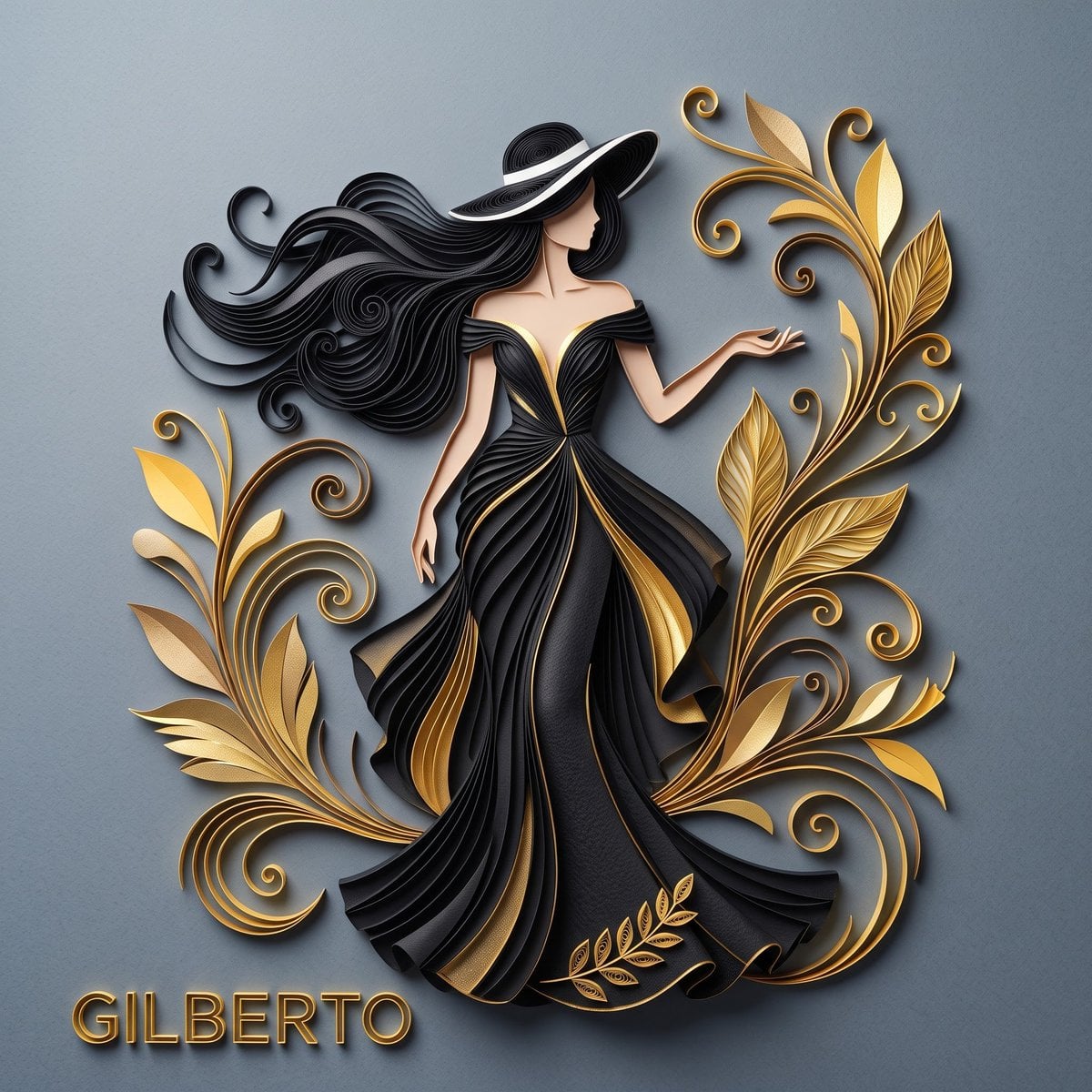 3D paper quilling and layered paper craft art of an elega... - alternate