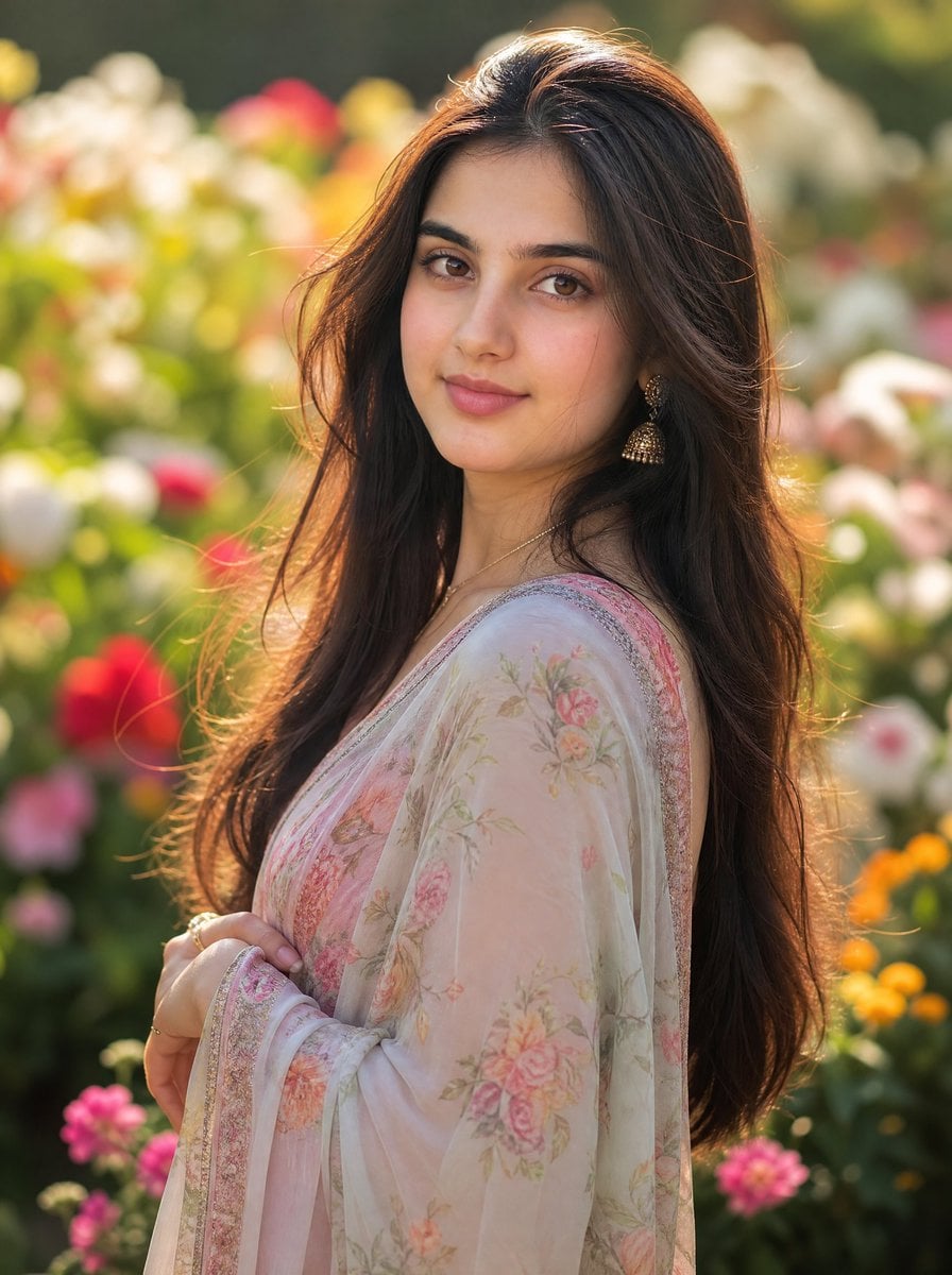 Beautiful young South Asian woman gracefully standing in ... - alternate
