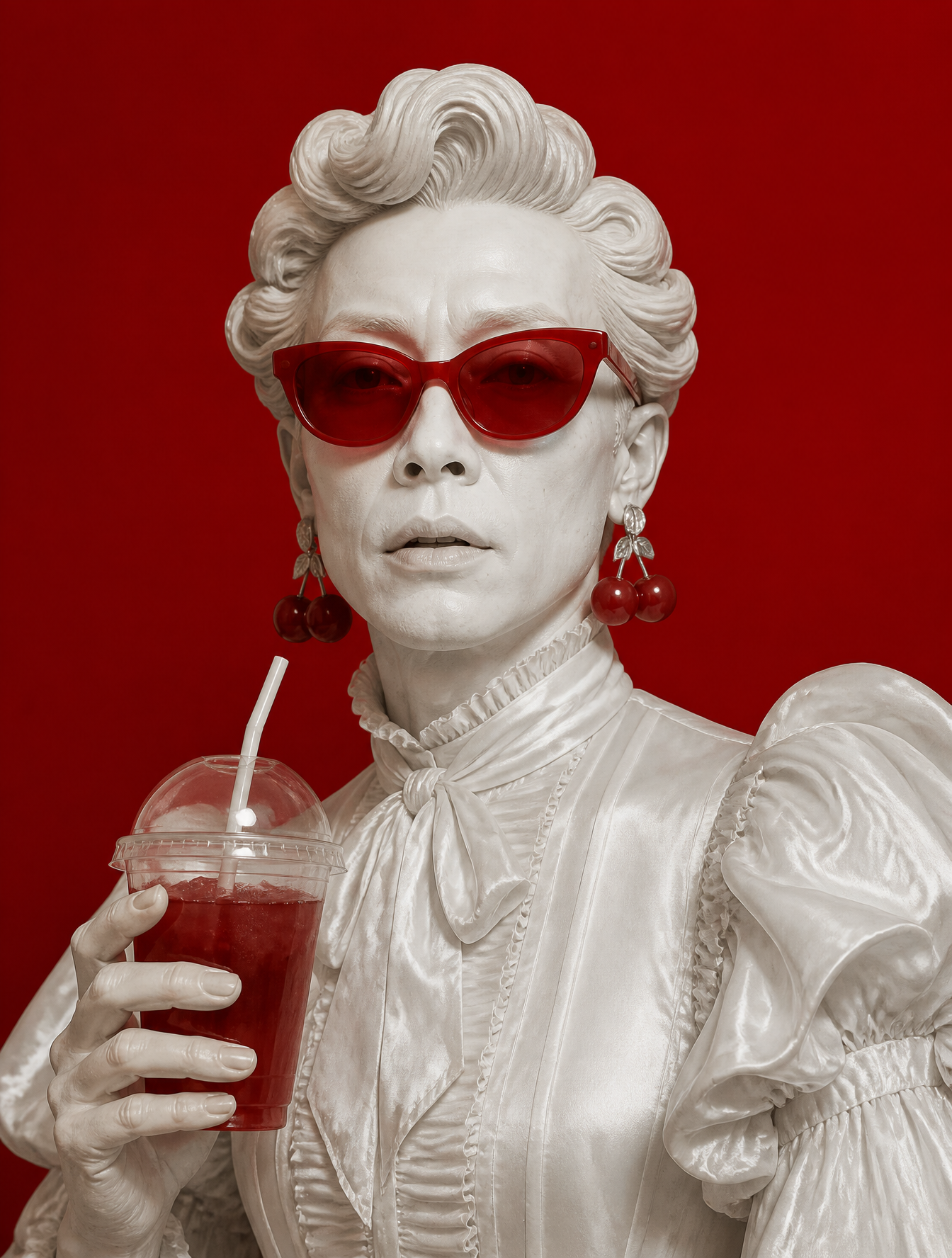 A hyper-realistic digital art portrait of a fashion-forwa...