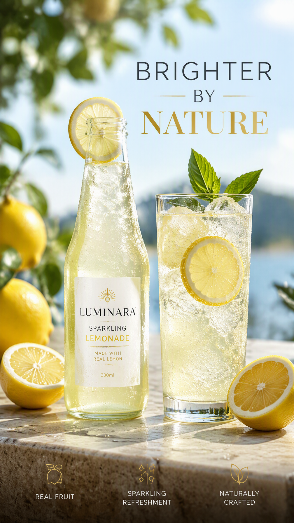 Premium 4:5 advertising poster for a premium sparkling le...