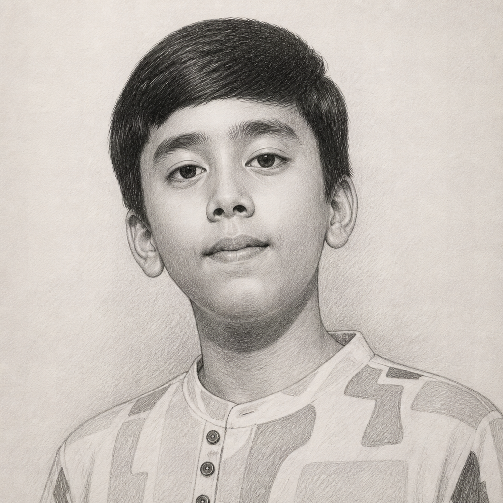 Create a highly detailed pencil sketch portrait on paper ...