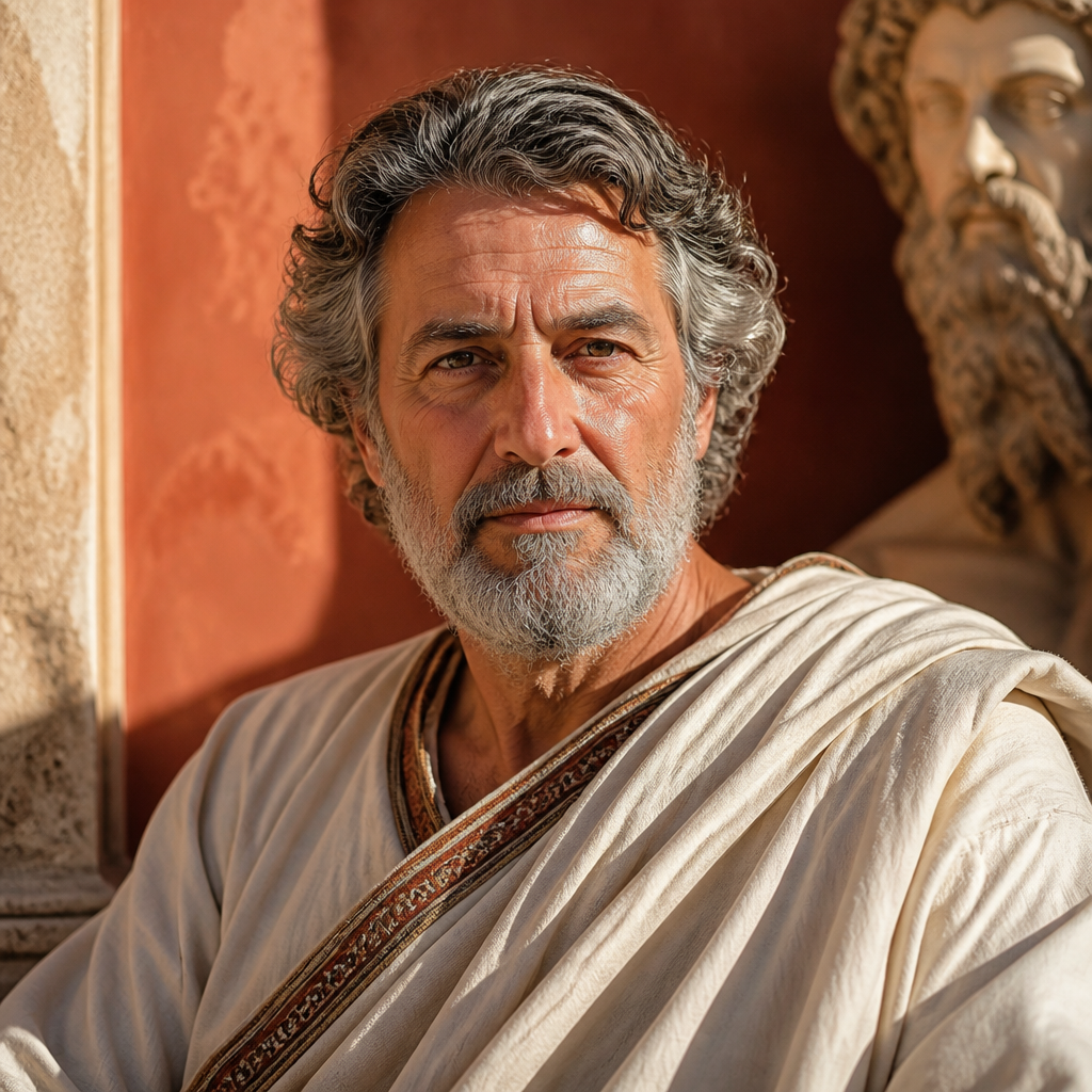 Ultra realistic portrait of a distinguished Greek philoso...