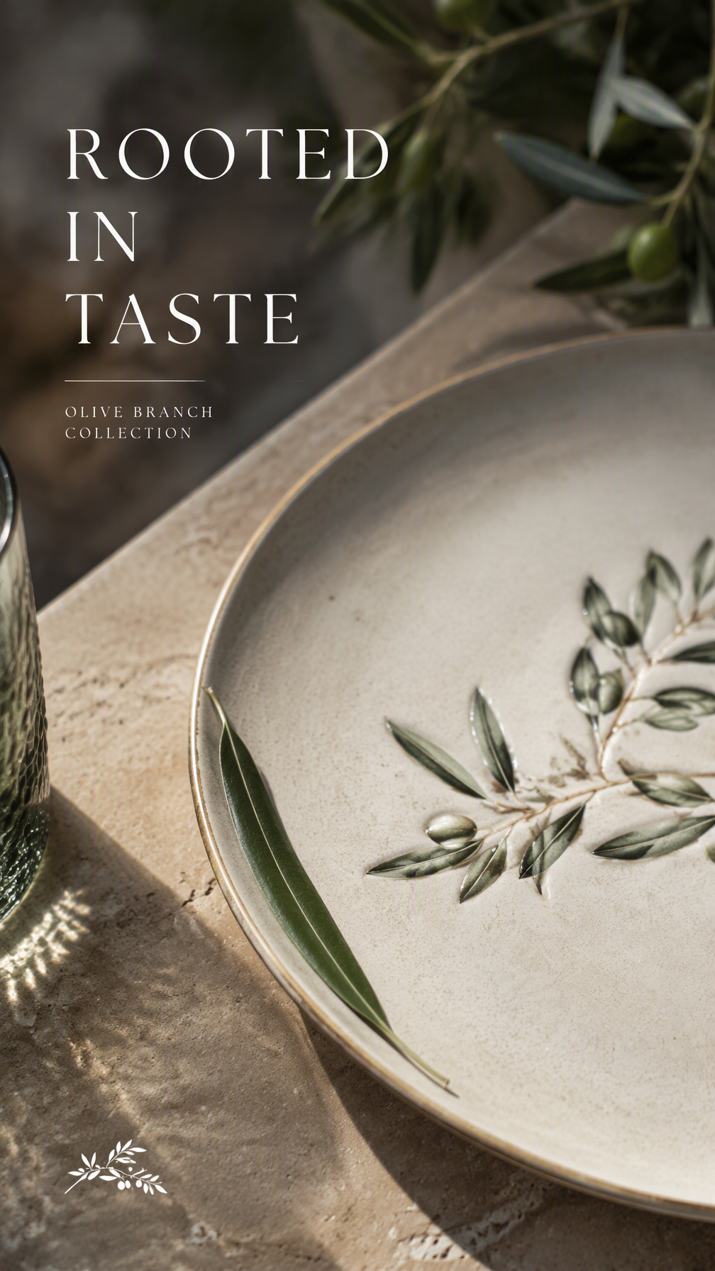 Premium 4:5 advertising poster for a luxury olive branch ...