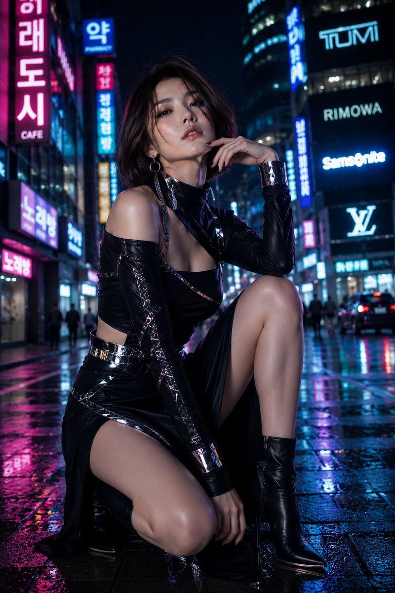 A stunning adult woman in her mid-20s, with a sleek short... - alternate