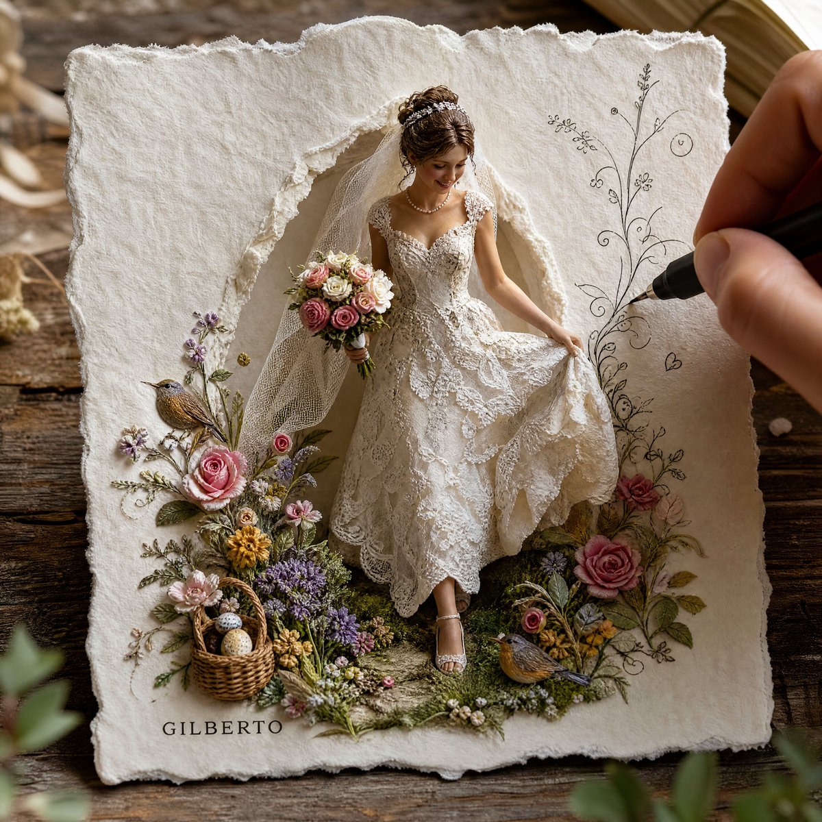 A high-detail close-up shot resting on a rustic wooden ta...