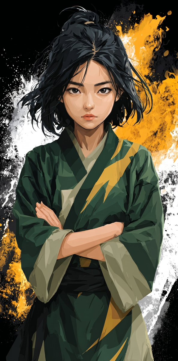 A stylized digital anime illustration of a young East Asi...