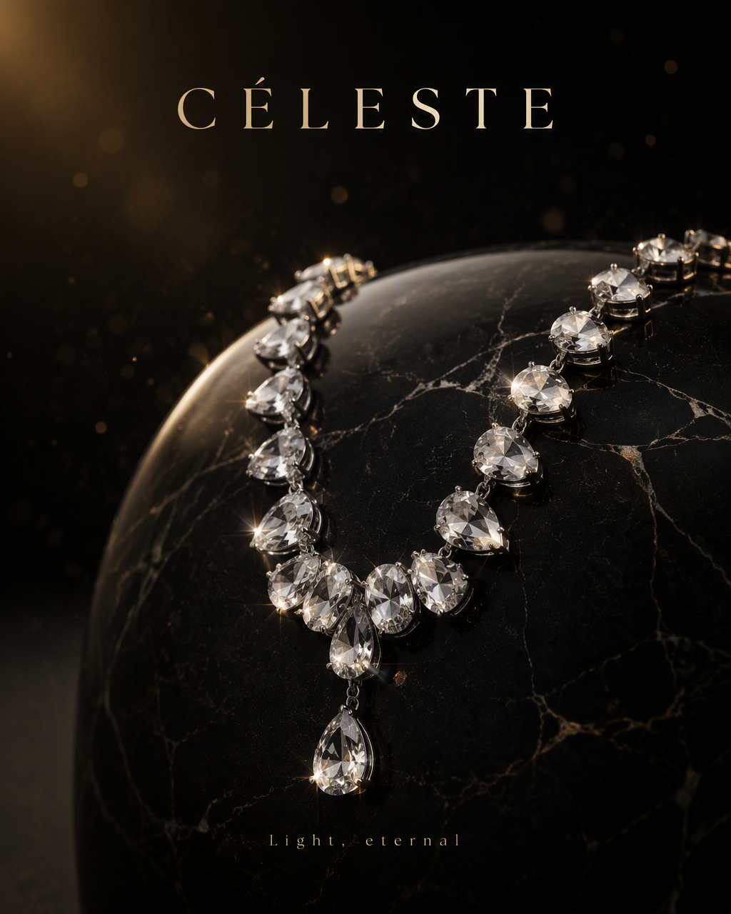 Create an ultra-premium jewelry advertising poster for a ...