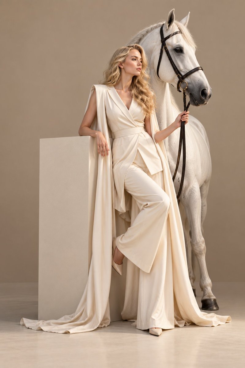 Ultra-realistic luxury fashion editorial in a minimalist ...
