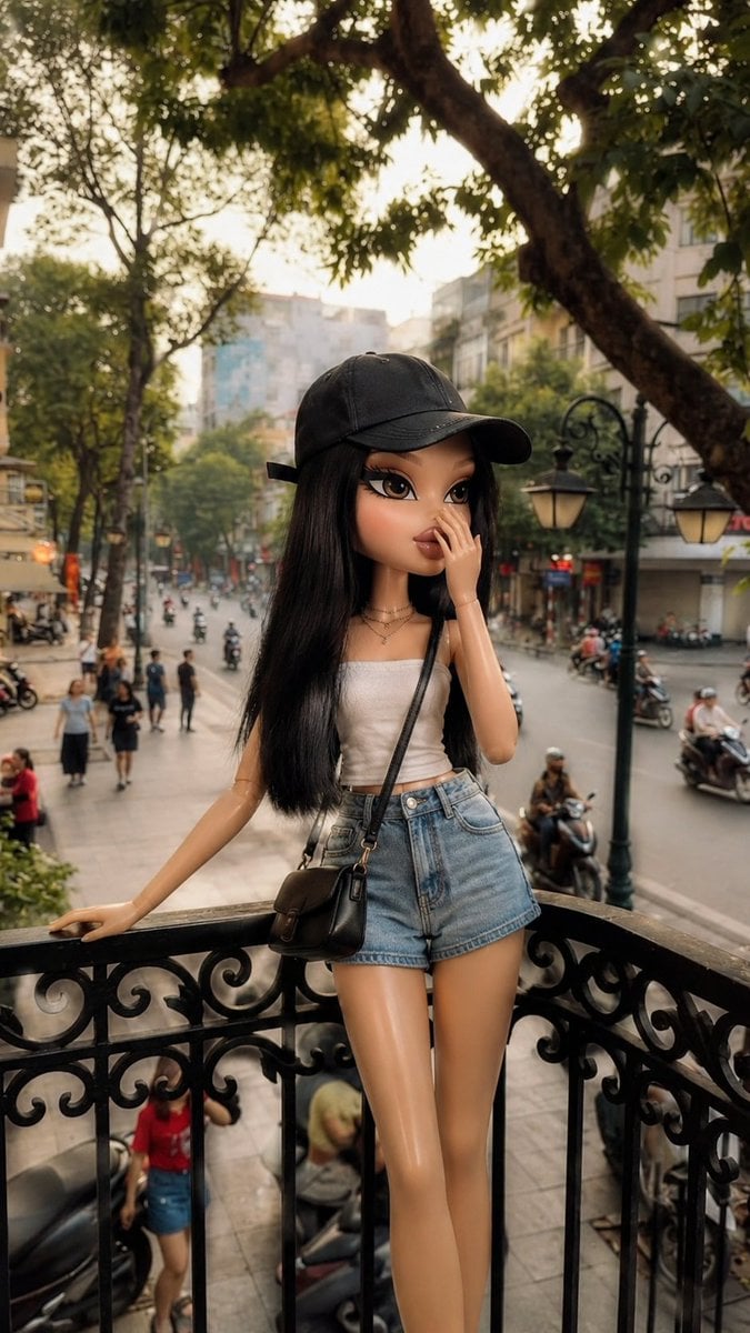 Transform the girl into a realistic Bratz-style collectib... - alternate