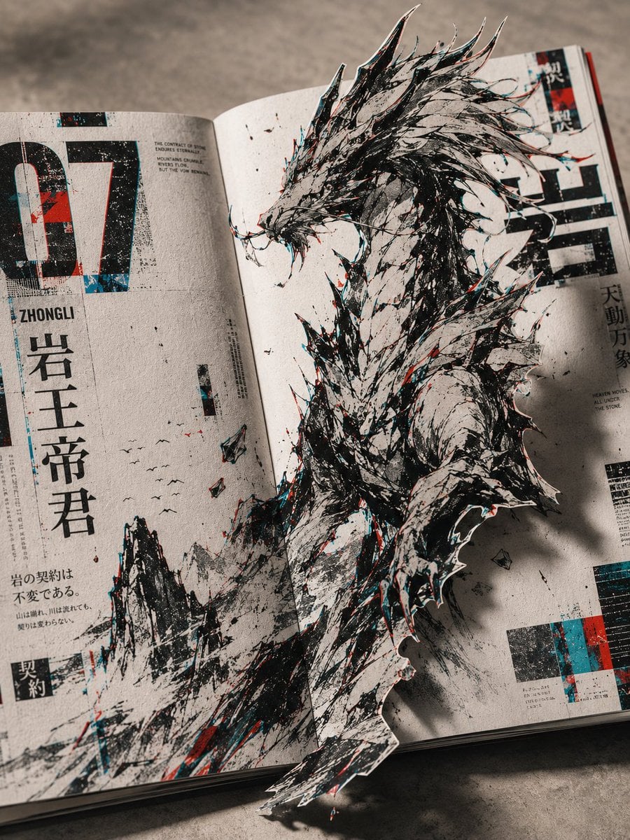 「二维平面设计 × 三维空间摄影 × 2.5D纸上立体错觉，平面的实验杂志版式作为底层空间，二维手绘角色从纸面视觉... - alternate