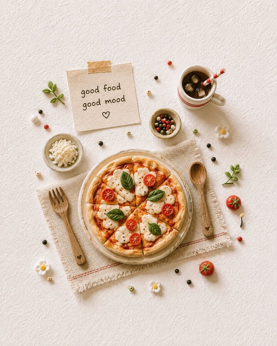 Create a charming handcrafted miniature food scene featur...