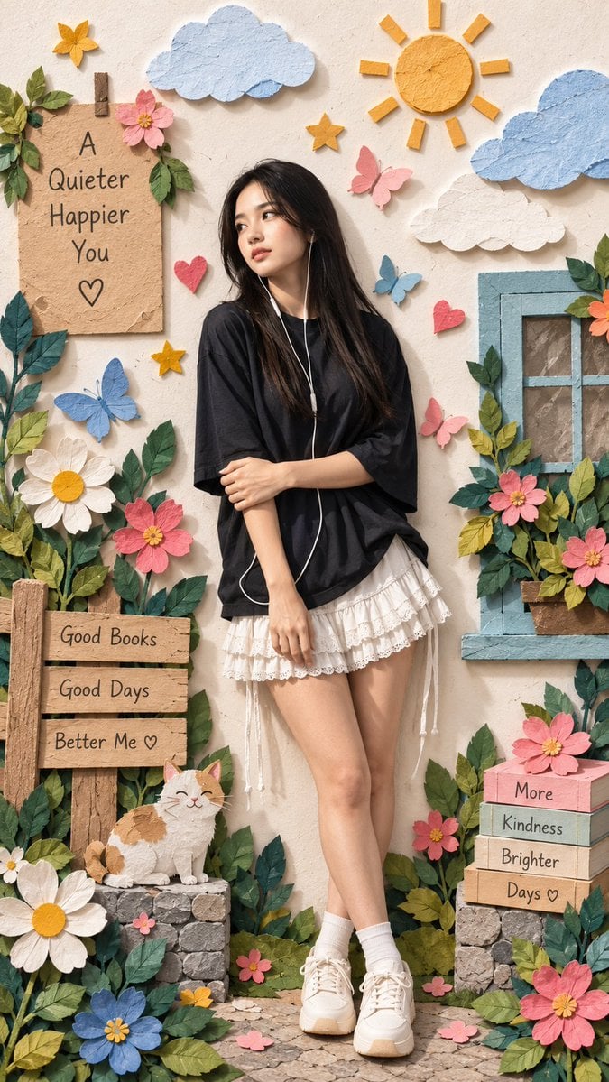 Create a premium photorealistic handcrafted paper-craft /...