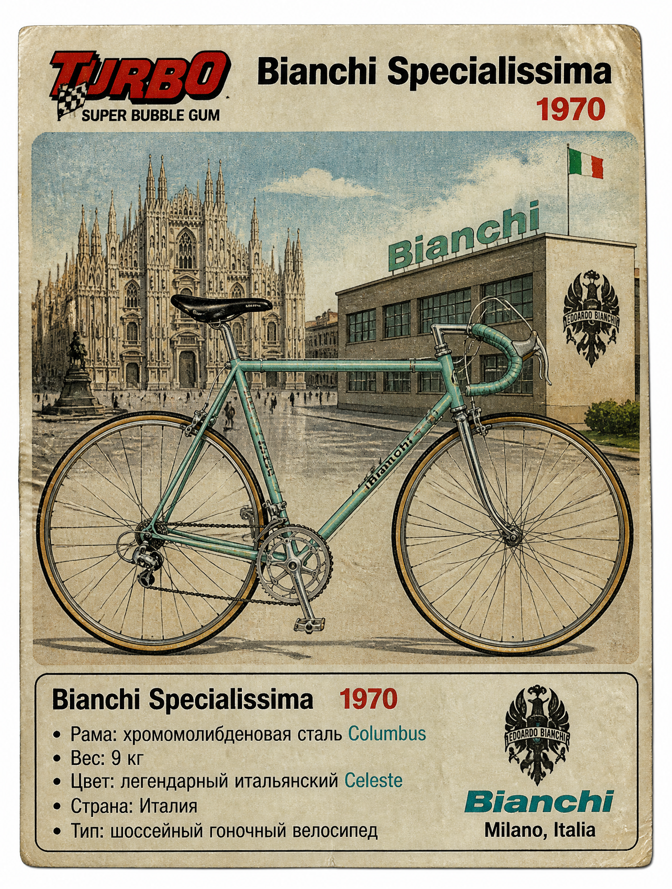 Создай гоночный велосипед Bianchi Specialissima, 1970 год...