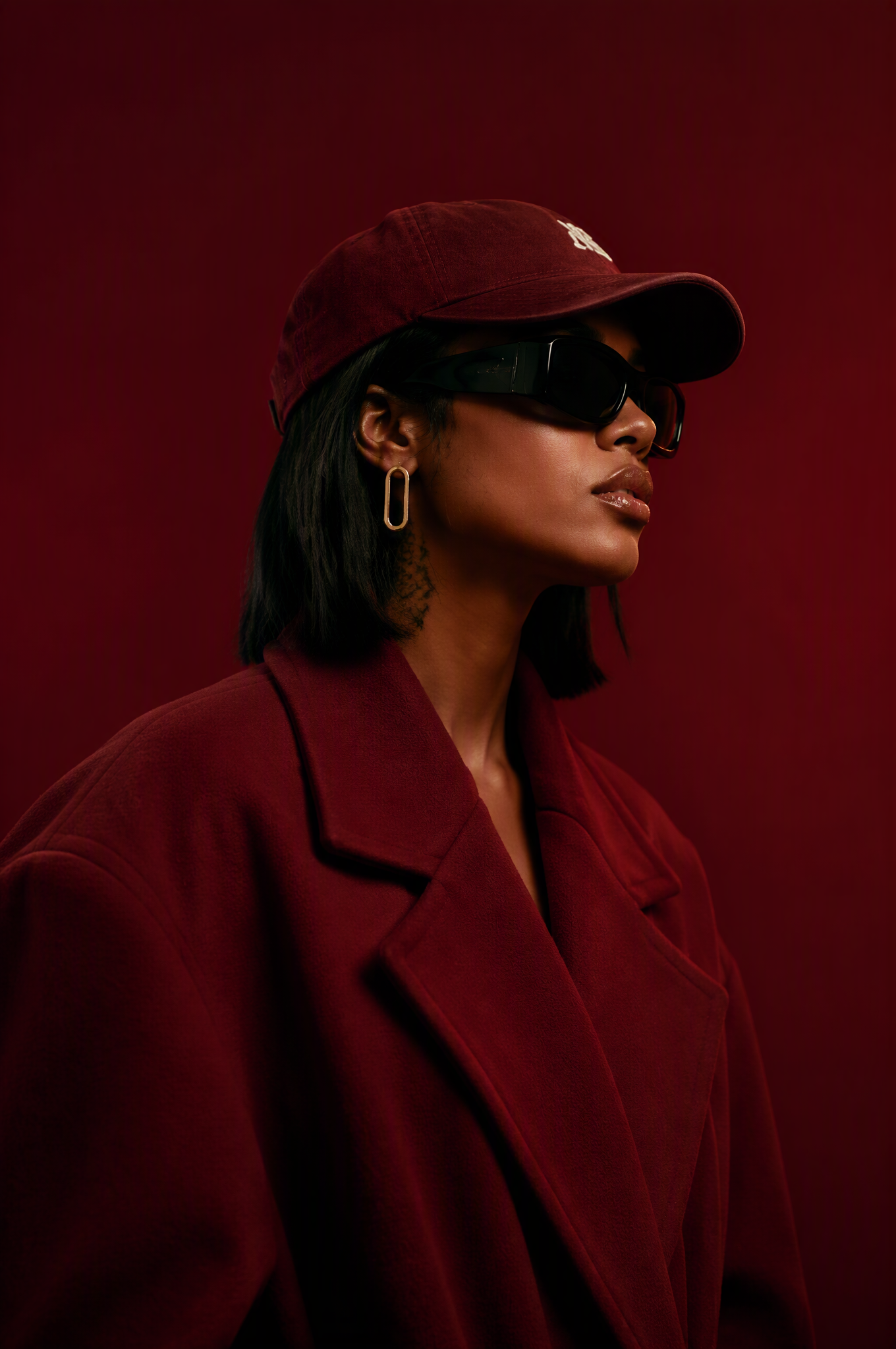 [A striking vertical cinematic fashion portrait of a styl...