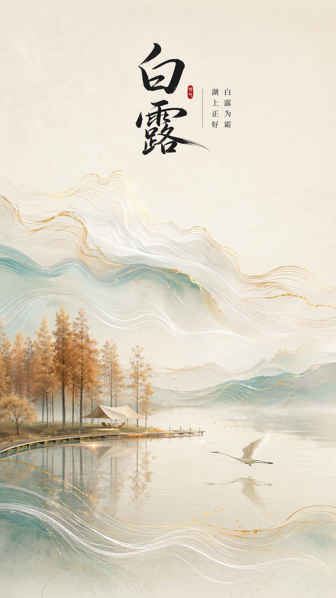 统一风格骨架（每张共用）新国风竖版海报，9:16。巨大的留白为画面增添了庄重与简约。中心区域呈现出一幅由无数细腻的...