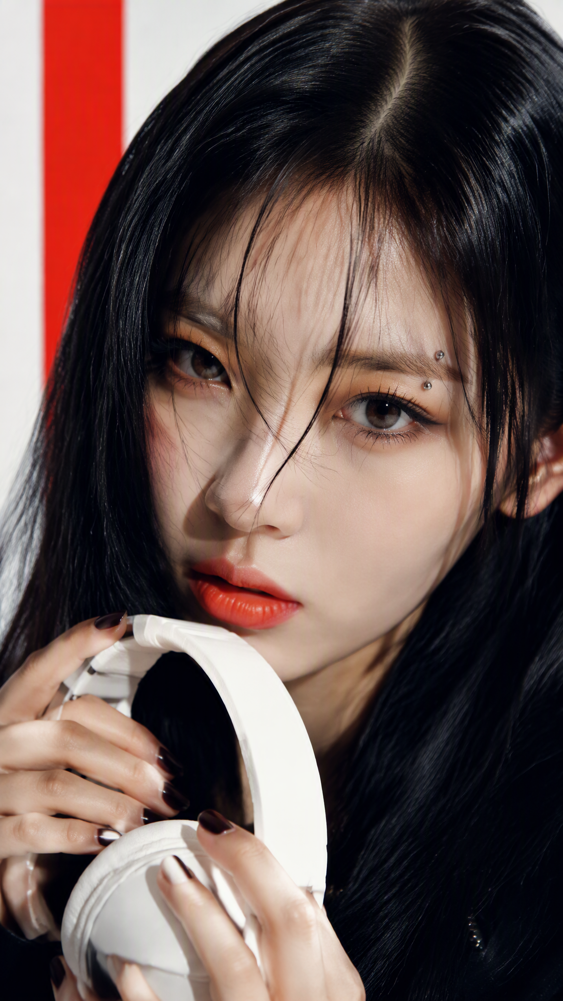 Photorealistic close-up portrait of a young East Asian wo...