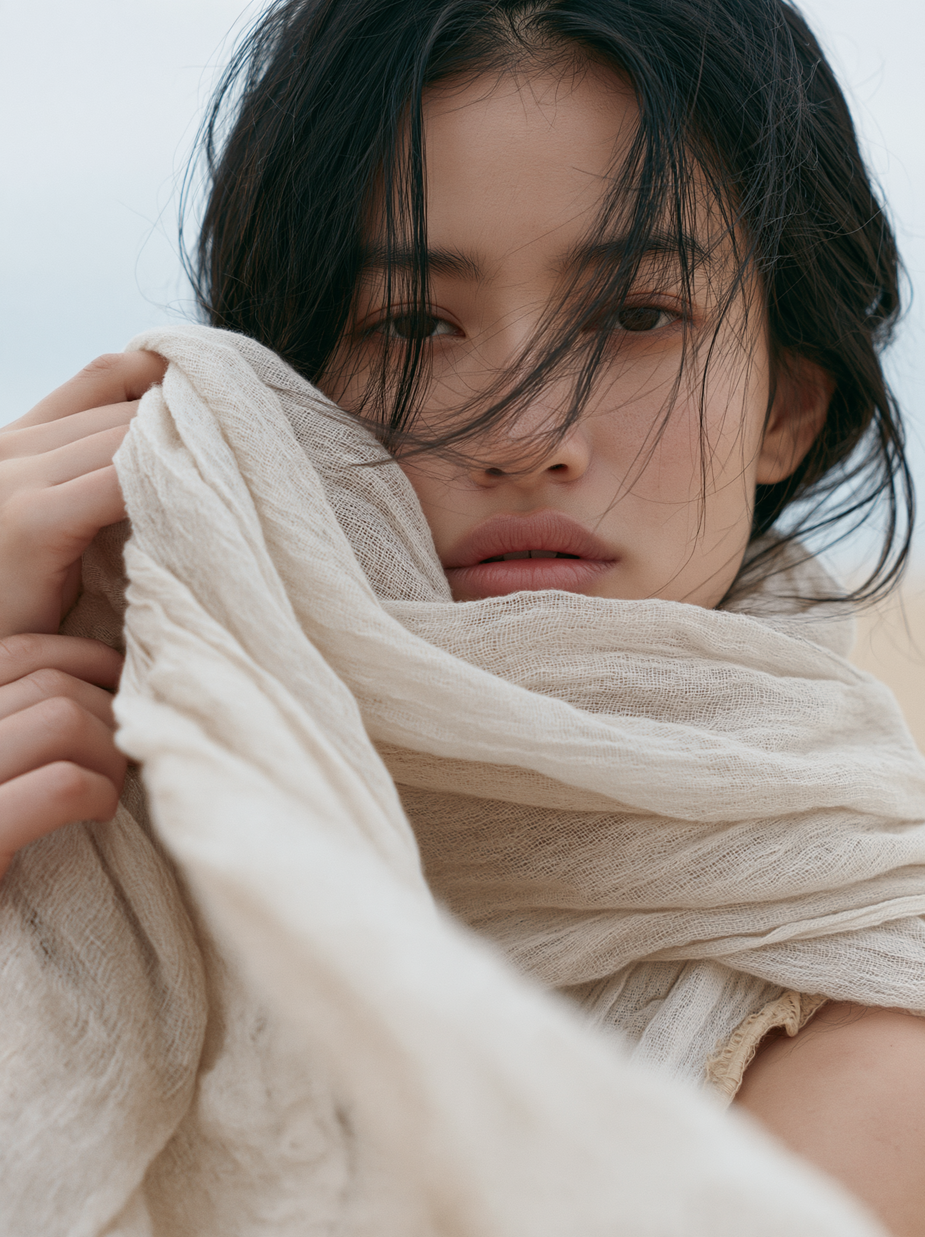 An Asian female model, minimalistic shot in Fusion Desert... - alternate
