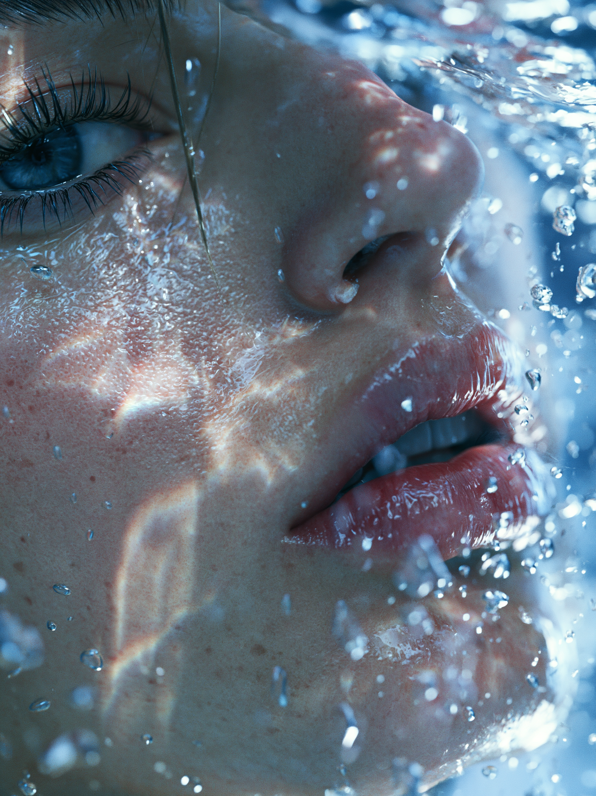 A hyper-realistic, ultra-detailed macro portrait showing ... - alternate