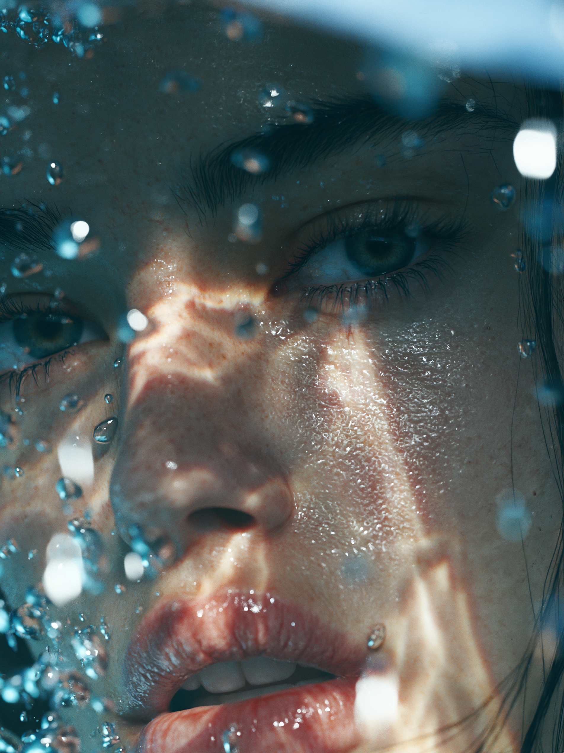 A hyper-realistic, ultra-detailed macro portrait showing ... - alternate