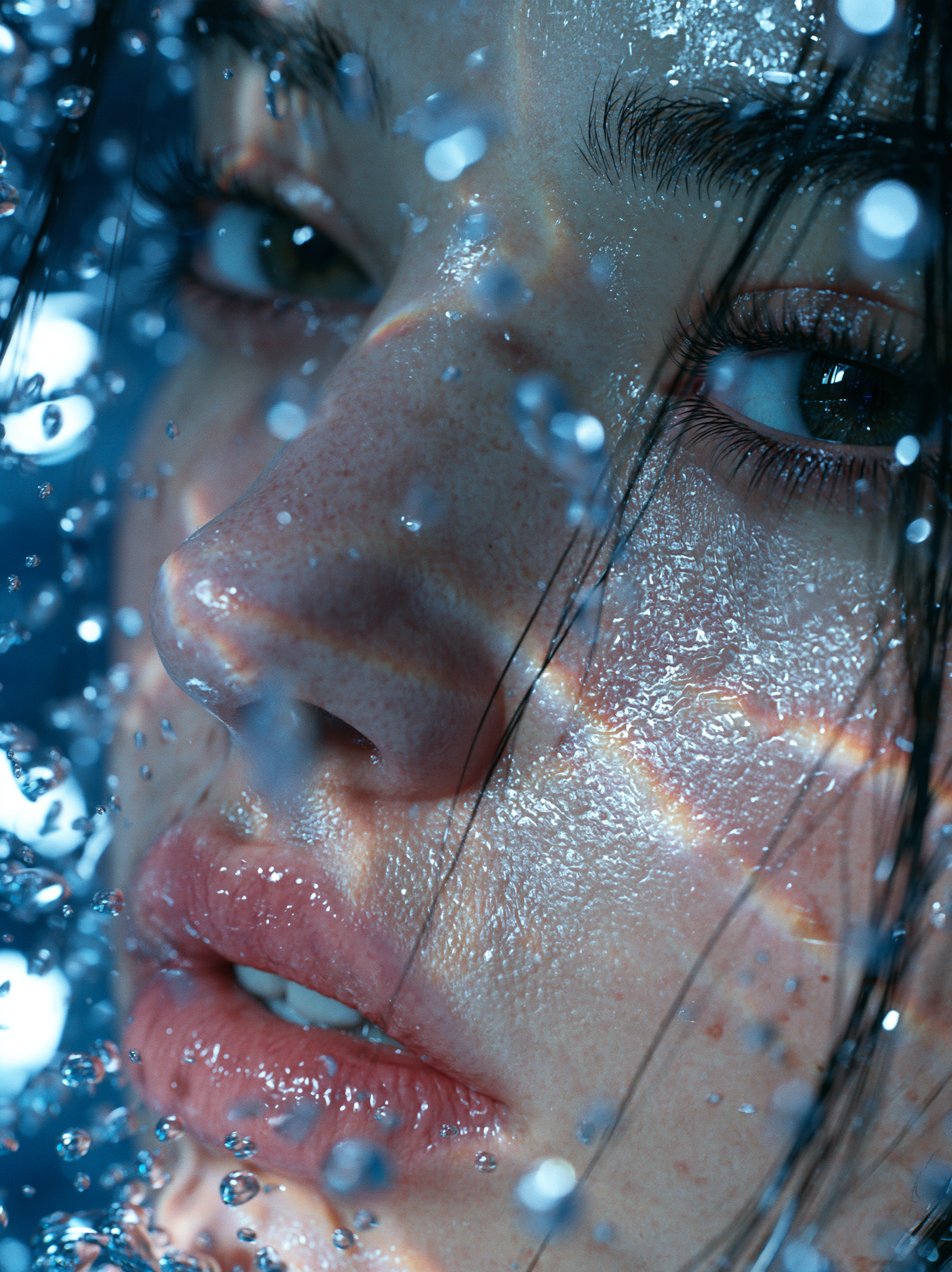 A hyper-realistic, ultra-detailed macro portrait showing ... - alternate