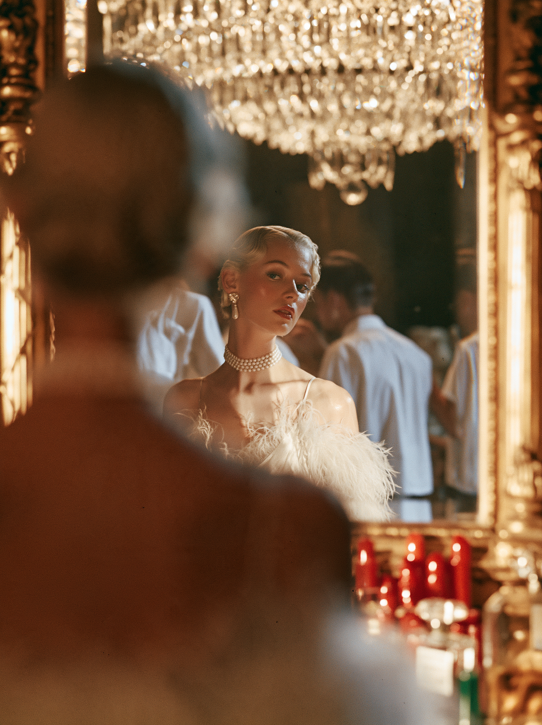 Cinematic backstage scene at a 1930s glamour theatre, ult... - alternate