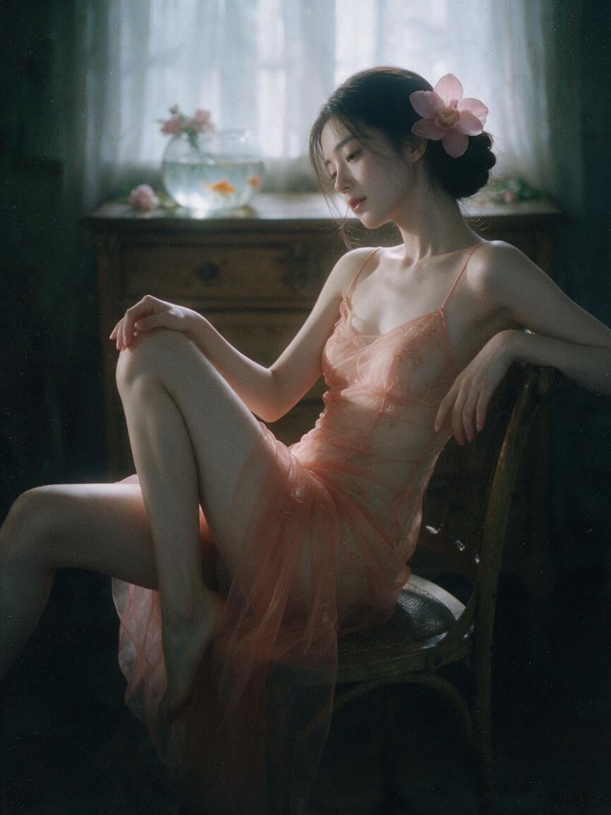 A delicate young beautiful Taiwan idol with soft porcelai...