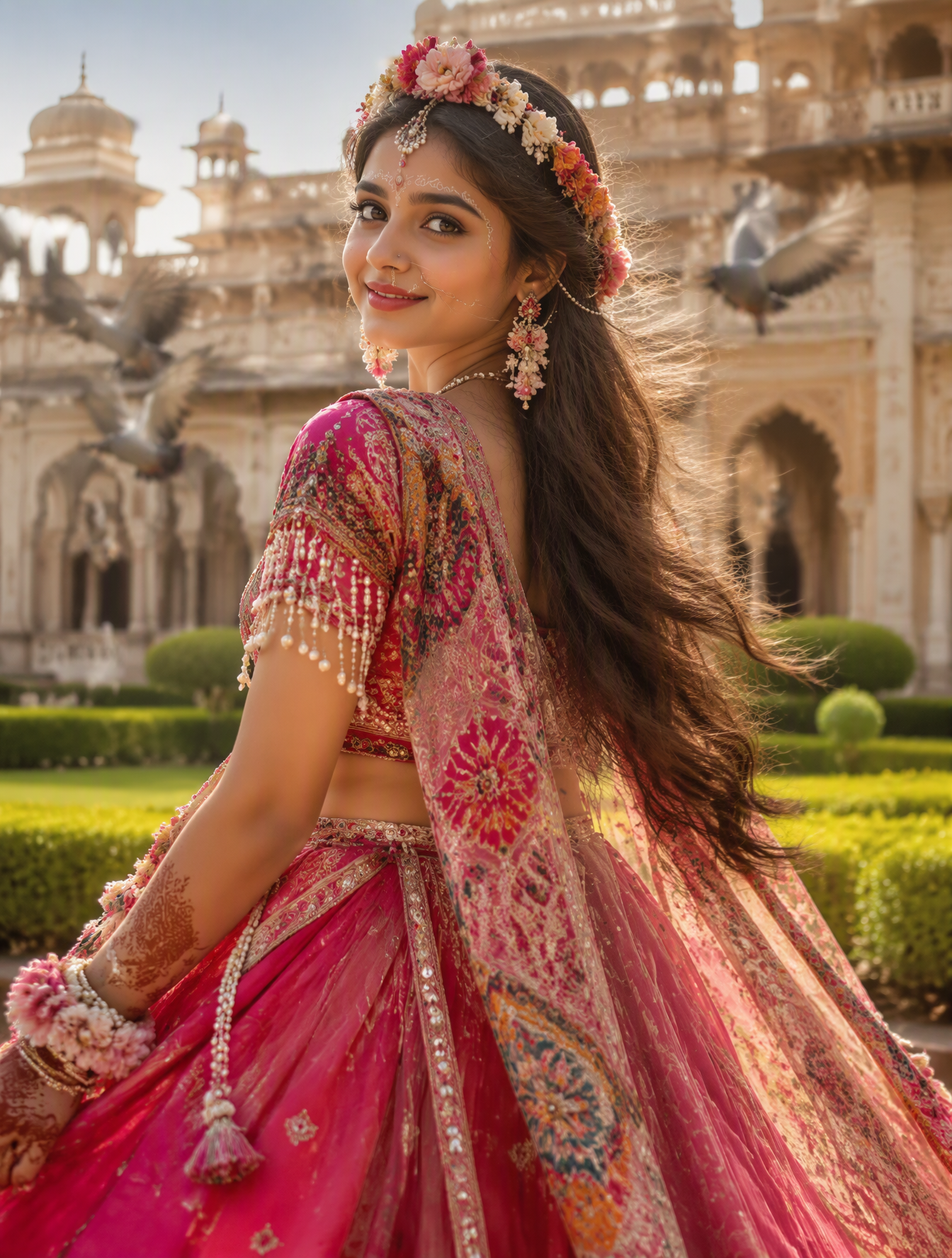 "Create a ultra realistic portrait of beautiful indian gi...