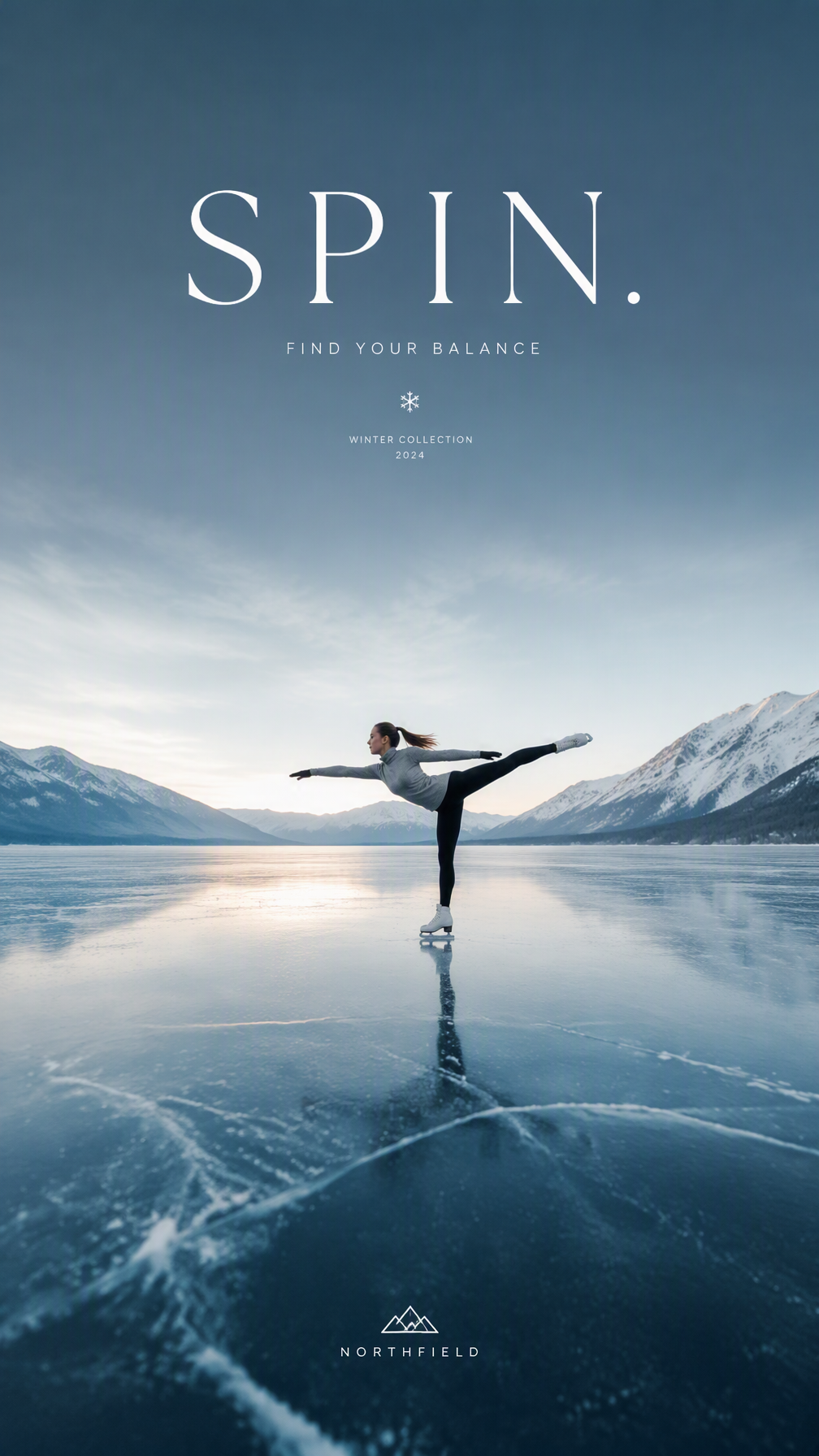 Create a premium 9:16 winter sports editorial. Main Subje...