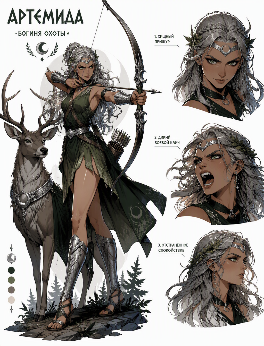 Full body editorial character reference sheet, clean whit...
