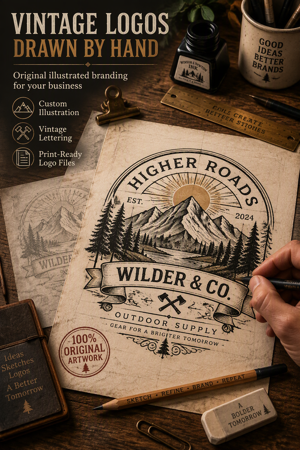 Create a premium vertical 2:3 advertisement for a profess...