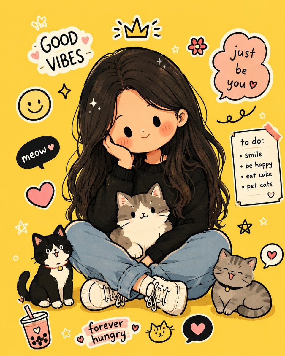 Cute kawaii hand-drawn character illustration inspired by... - alternate