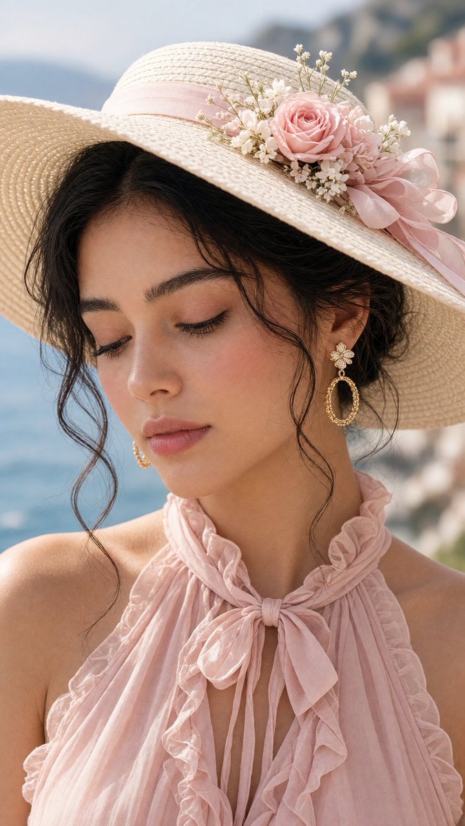 A close-up portrait of a glamorous young woman outdoors n... - alternate