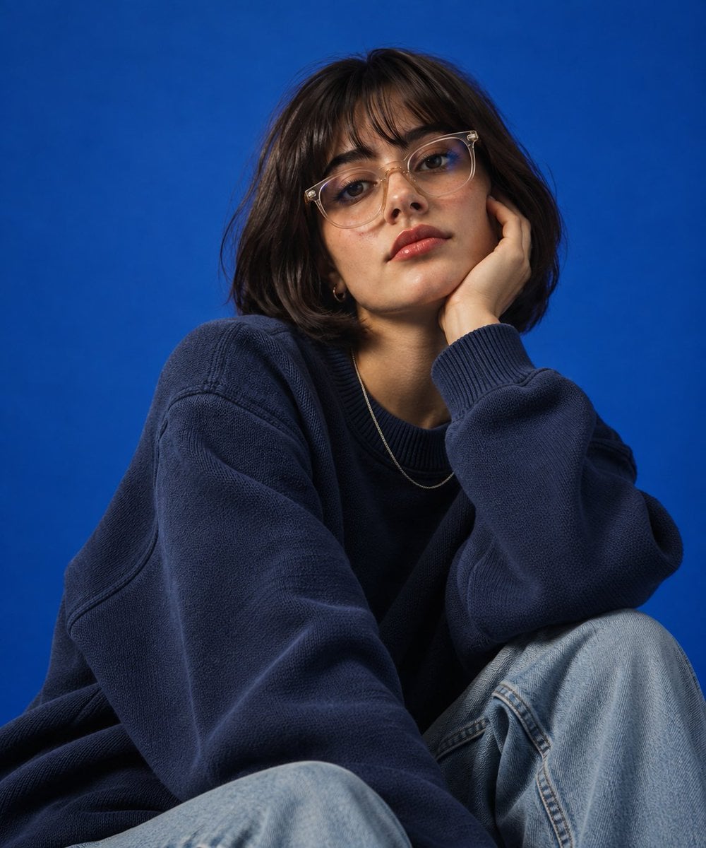 Create a high-end studio fashion portrait inspired by the... - alternate