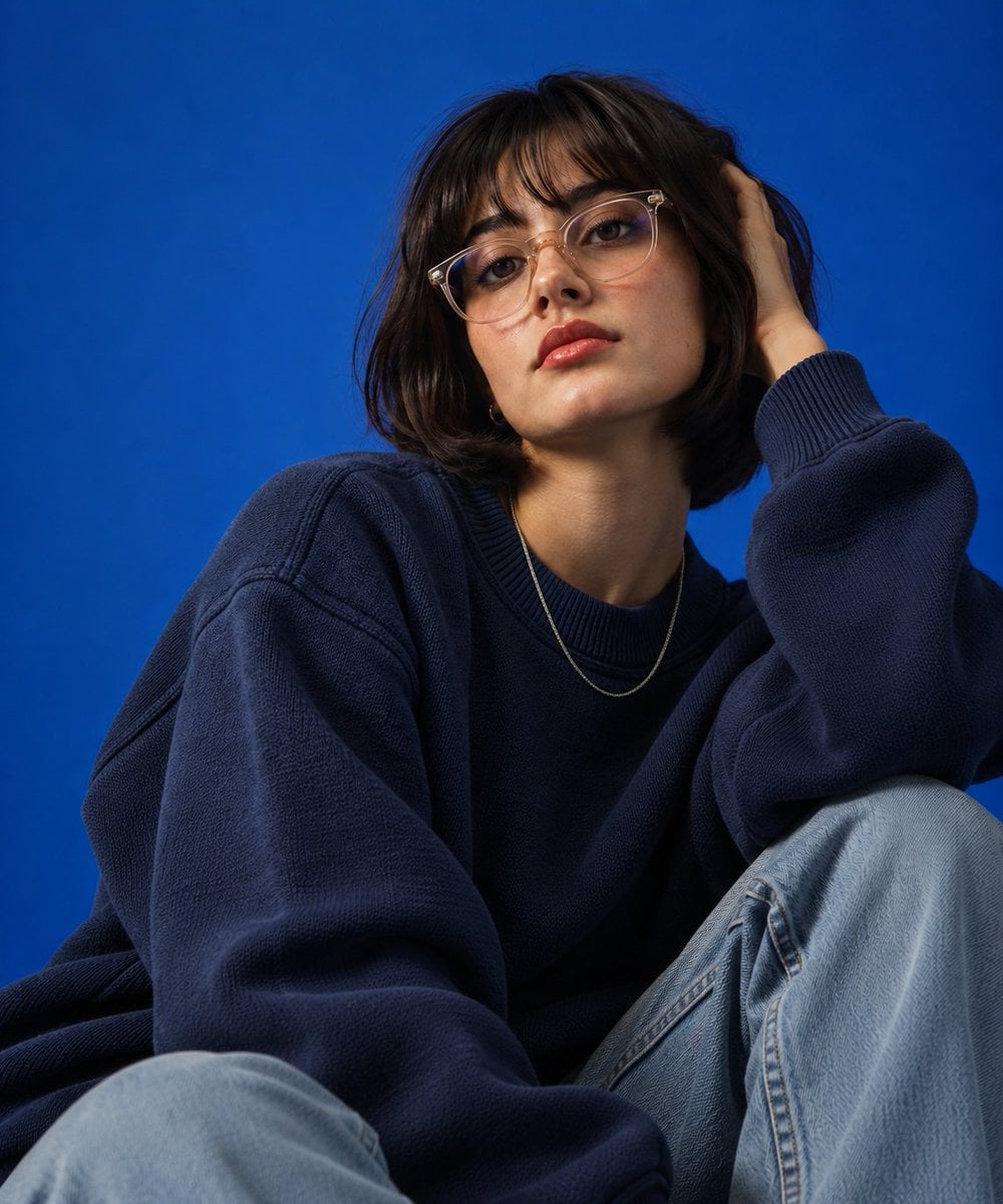 Create a high-end studio fashion portrait inspired by the... - alternate