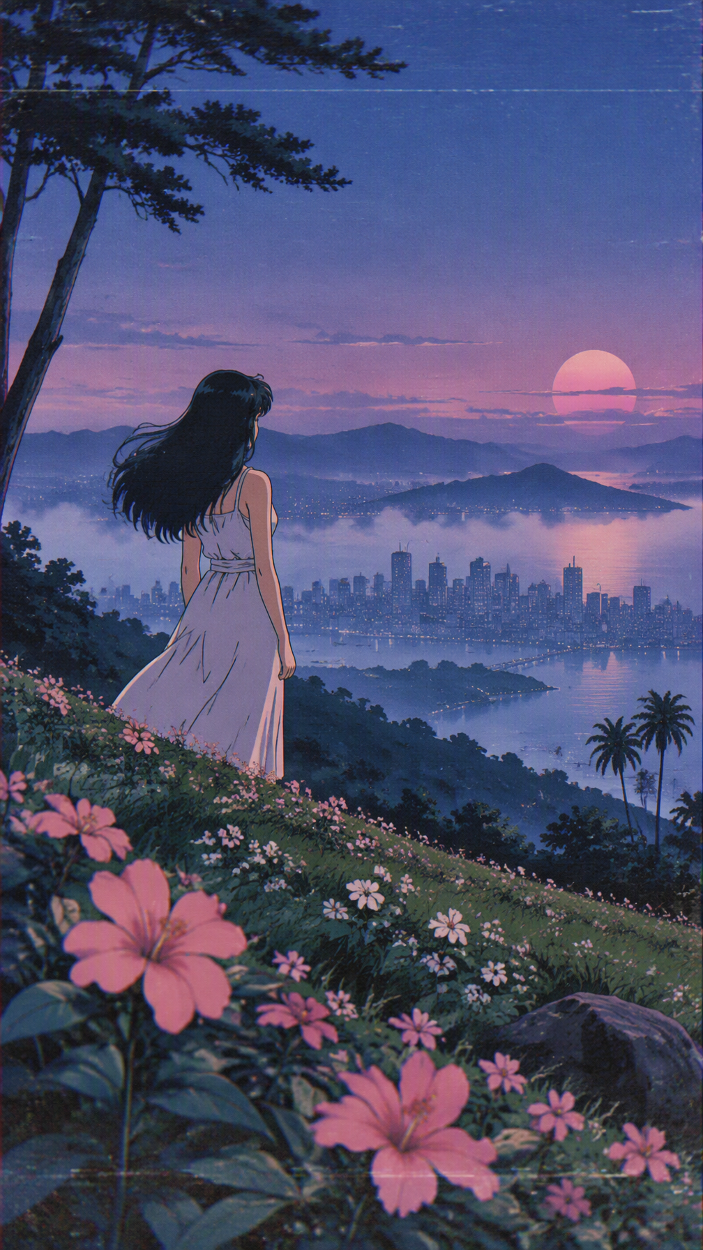 80s anime still, VHS grain and scan lines overlay, 【A wom...